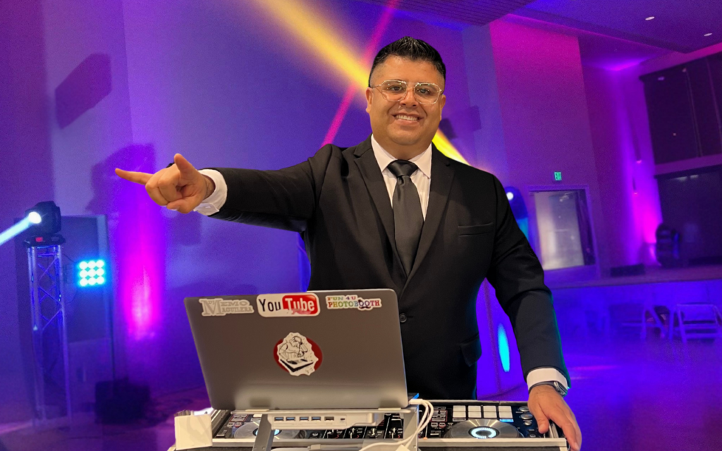 DJ Memo Aguilera, bilingual DJ and MC, Mexican DJ Latino offering customized music experiences in Spanish and English for weddings, quinceañeras, and special events in Northern California.